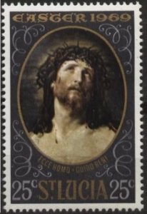 Saint Lucia 247 (mnh) 25c Easter, “Ecce Homo” by Reni, black & multi (1969)