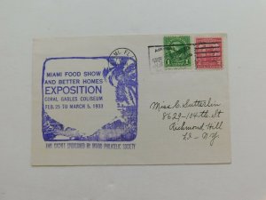 US #552 &717 on Cover, 1933 Miami Food & Home Show, Unusual cachet