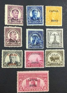 MOMEN: US STAMPS CANAL ZONE #85-93,96 POINTED A MINT OG H LOT #53032