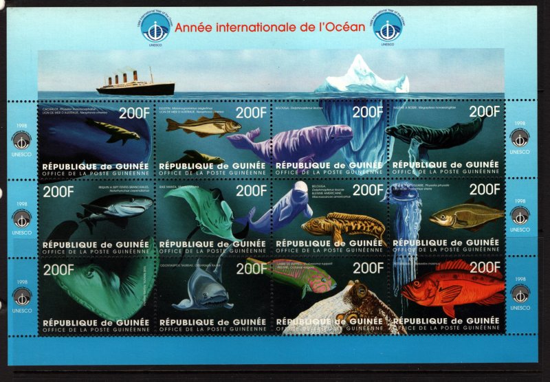 GUINEA 1460 MNH YEAR OF THE OCEANS, SHEET 12, 1998