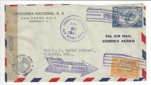 1945 Honduras To USA Business Airmail Cover - Wartime Censored (AB23)