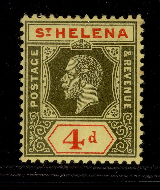 ST. HELENA GV SG83, 4d black & red/yellow, M MINT. Cat £15. CHALKY