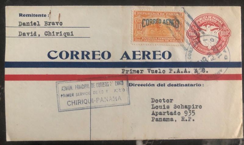 1929 Chiriquiri First Flight Airmail Stationary Cover FFC To Panama PAA