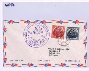 SURINAME FDC 1949 *UPU* Set FIRST DAY COVER Violet CACHET Netherlands Cols WF52