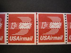Scott C83, 13c Winged Envelope, MNH Long Line Pair strip, MNH Airmail Beauty