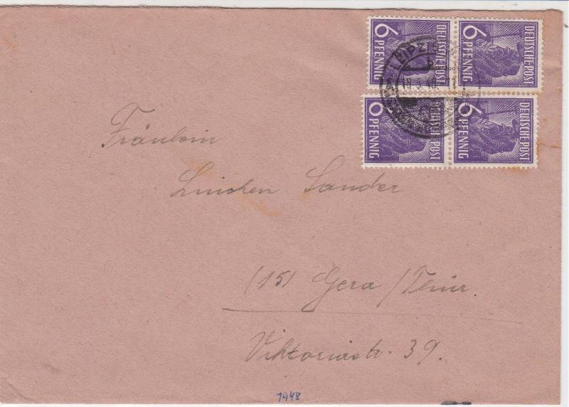 Germany 1948 Allied Occupation to Thuringia Leipzig Cancel Stamps Cover ref23236