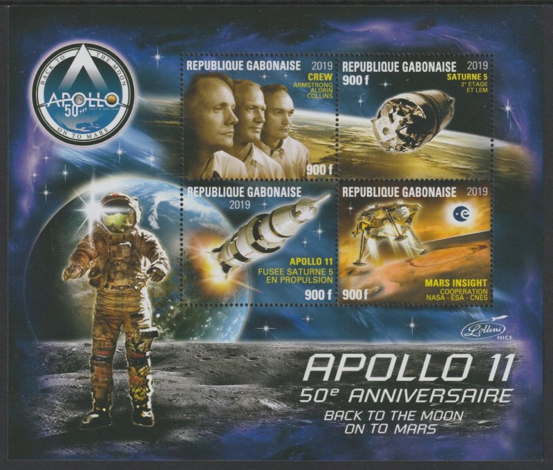 APOLLO - 50th ANNIVERSARY #4   perf sheet containing four values mnh