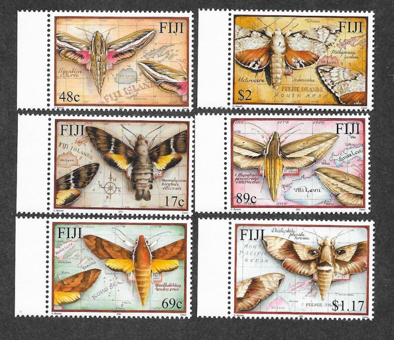 Fiji 908-913 Mint NH Flora Fauna Moths!