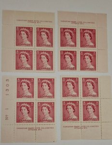 Canada 1953 QE II Karsh Portrait #327 MS Plate Blocks MNH Plate #1