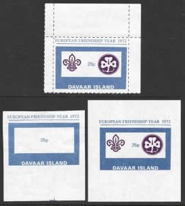 1972 Davaar Island Scout European Friendship 25p x3 Local Post VF-NH-