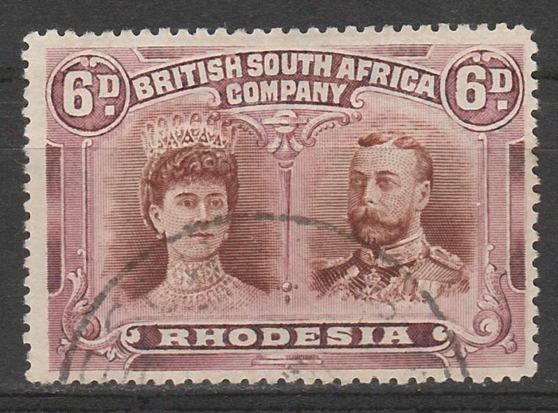 RHODESIA 1910 KGV DOUBLE HEAD 6D PERF 15 USED