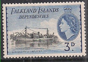 Falkland Islands 1954 QE2 3d Dependencies MLH SG G31 ( C338 )