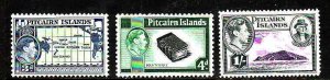 Pitcairn Is.-Sc#5,5A,7- id9- unused no gum KGVI group-Maps-1940-51-