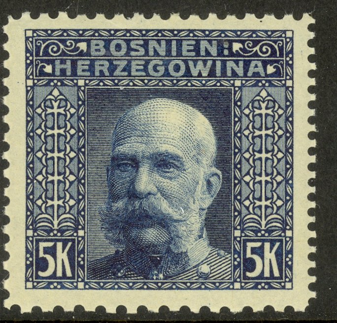 BOSNIA AND HERZEGOVINA 1906 5K FRANZ JOSEPH P.10.5x12.5x9.25x10.5  Sc 45l MH