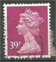 GREAT BRITAIN, Machins, 1991, used 39p brt rose lilac, Scott MH156