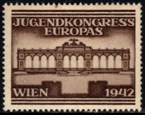 1942 Czechoslovakia Poster Stamp Wien Youth Congress Of Europe