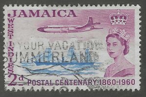 Jamaica, stamp,  Scott#178, used, hinged,  2d,  Packet boat