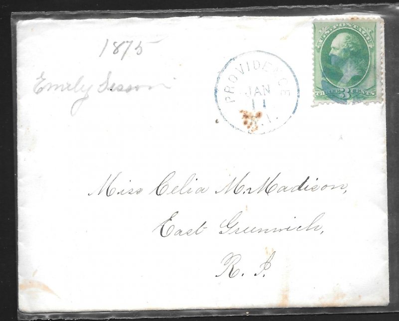 USA 147: 3c Washington, on cover, Providence, RI, stamp F