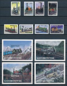 [113688] Bhutan 1984 Railway trains Eisenbahn with Sheets MNH