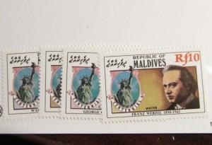 Maldives Scott #1157 1158 1159 1160 ** MNH  stamp set very fine + 102 card