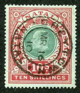 Natal SG170 10/- Postage Revenue Green and Red/Green Dull Blue and Rose SUPERB 