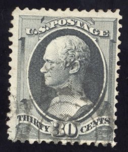 US Scott 154 Used 30c black Alexander Hamilton, w/o Grill Lot J012 bhmstamps