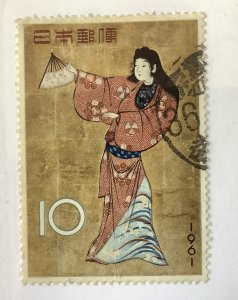 Japan 1961  Scott 728 used -  10y,  Stamp week, dancing girl