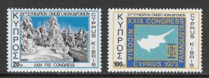 Cyprus Scott 394-95 MNHOG - 1973 International Ski Federation - SCV $0.50