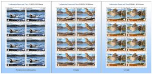 Estonia Finland Lithuania 2024 Birds Europa BeePost set of 3 sheetlets MNH