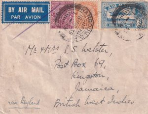 1935: Rangoon,Burma to Kingston, Jamaica British West Indies Airmail ... (57651)