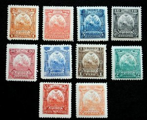 NICARAGUA #71-80 MH COMPLETE SET 1895 COAT OF ARMS ISSUE