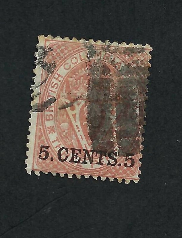 Canada BRITISH COLUMBIA 5c ON 3d BRIGHT RED SCOTT BC9 USED BS21747 