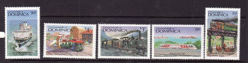 Dominica-Sc#1040//1048-unused NH 1/2 set-Transportation-Ships-Trains-1987-