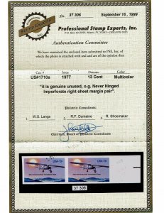 Scott #1710a Superb-OG-NH. With 1999 PSE certificate. SCV - $700.00