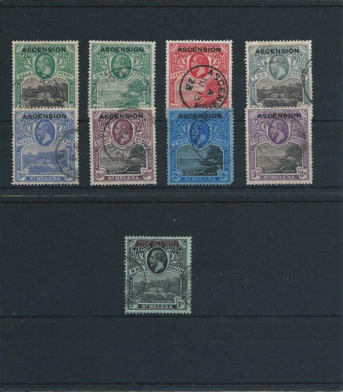 ASCENSION 1922 SET OF NINE FU SG 1/9 CAT £475