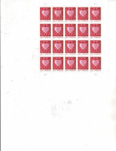Cut Paper Heart Forever US Postage Sheet #4847 VF MNH