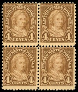 US Sc 636 MNH BLOCK of 4 - 1927 4¢ - Martha Washington