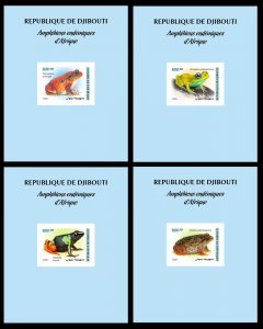 DJIBOUTI 2025 4 X DELUXE PROOF - AMPHIBIANS OF AFRICA - FROG FROGS FROGS-