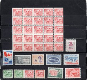 CANADA 1967 SET OF 12 STAMPS & PANE OF 25 STAMPS MNH