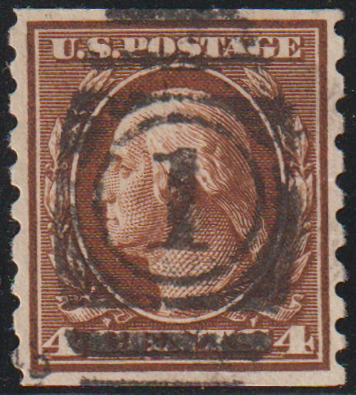 US #395 SCV $65.00 F/VF, used, RARE COIL STAMP,   very nice  SCV $65.00