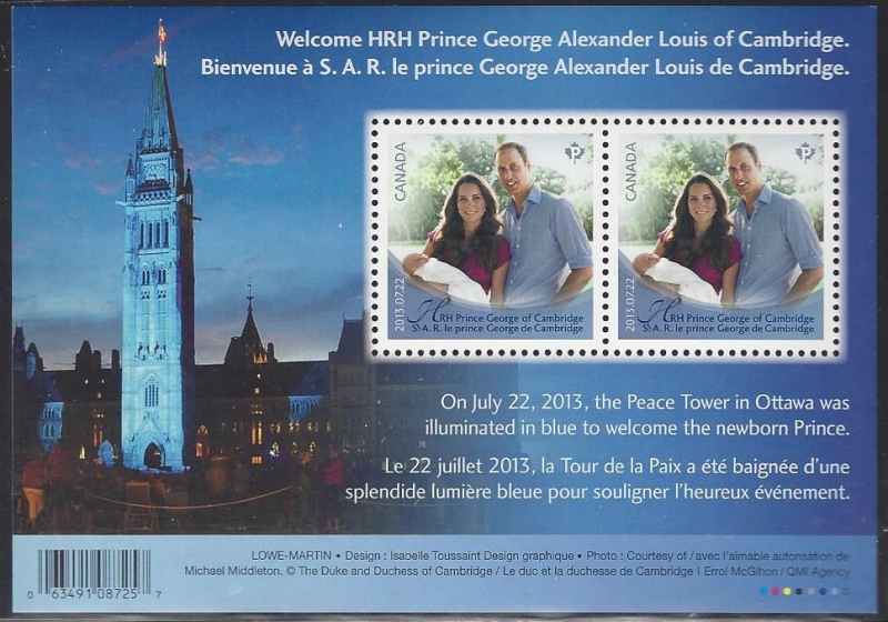 Canada #2685 MNH ss, Birth of Prince George of Cambridge, issued 2013