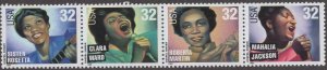 1998 Gospel Singers Strip of 4 32c Postage Stamps, Sc# 3216-3219, MNH, OG