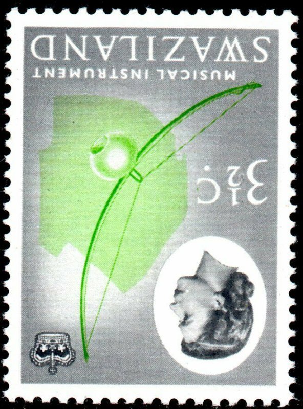 1968 Swaziland Sg 94w 3½c yellow-green and deep grey Inverted Watermark 