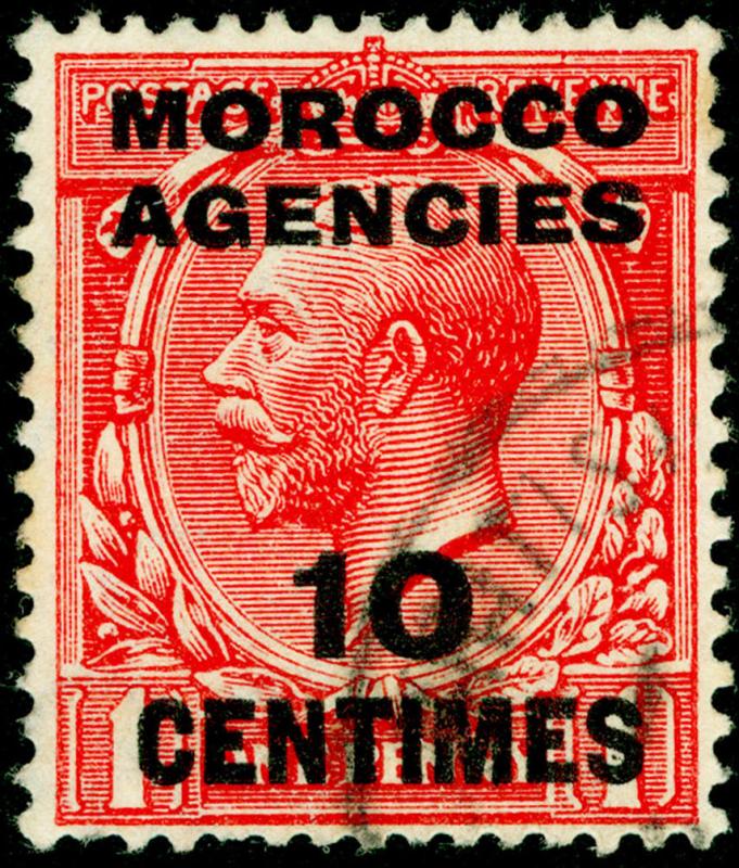 MOROCCO AGENCIES SG193, 10c on 1d scarlet, FINE USED.