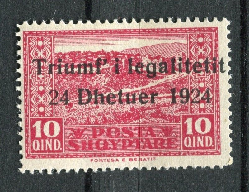 ALBANIA; 1925 early Landscapes 'TRIUMF i LEGALITETIT ' Optd Mint hinged 10q.