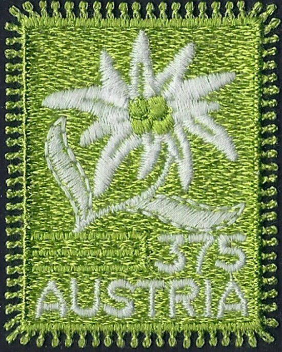 2005 Austria Edelweiss embroidered stamp, flowers VF/MNH, LOOK!