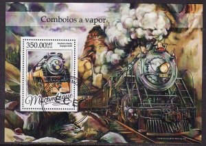 Mozambique- id7-used sheet-Steam Trains-Locomotives-2016-