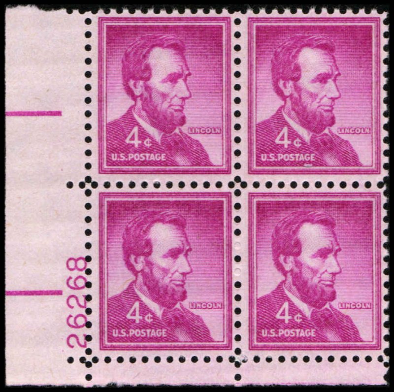 US #1036a LINCOLN MNH LL PLATE BLOCK #26268