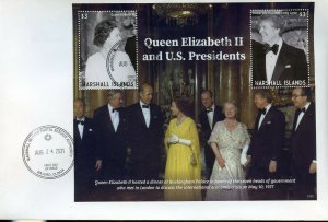 MARSHALL ISLANDS QUEEN ELIZABETH II & US PRESIDENTS JIMMY CARTER SHEET FDC