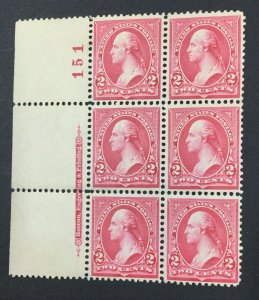 MOMEN: US STAMPS #267 PLATE BLOCK MINT OG H $190 LOT #47879